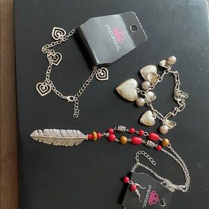 Paparazzi Silver Necklace with Red and Brown Accents